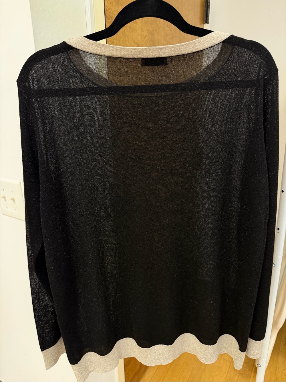Dries Van Noten Sheer Black Lightweight Sweater W Silver Trim EUC - Picture 8 of 16